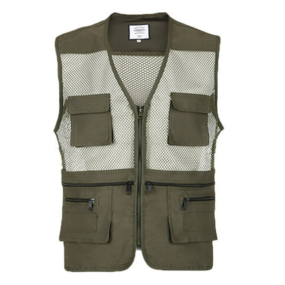 Men's Outdoor Solid Color Loose Thickened Multi Pocket Vest Casual Velvet Hooded Vest