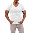 thumbnail image 1 of Men's Outdoor Solid V-Neck T-Shirt Casual Quick-Dry Breathable Moisture-Wicking Short-Sleeve Summer Active Tops,White,XXXL, 1 of 5