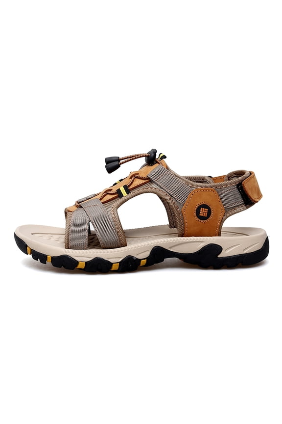 Men's Outdoor Sport Sandals, Adjustable Tan & Gray Hiking Shoes