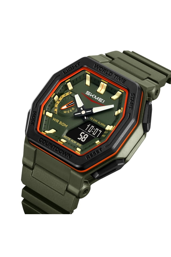 Men's Outdoor Sports Digital Watch, 50m Water Resistant with Luminous Display, Alarm, Stopwatch, for Hiking, Running, Swimming, Camping