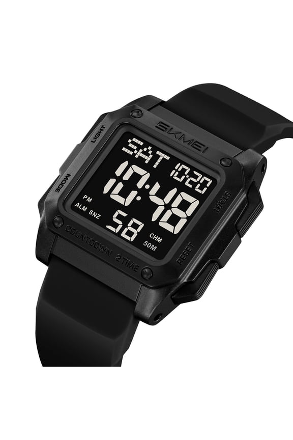 Men's Outdoor Sports Digital Watch Waterproof Luminous Display Rugged Shock-Resistant Stopwatch12/24h Calendar Swimming Hiking Running Camping