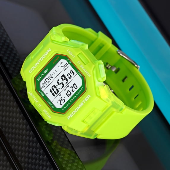 Men's Outdoor Sports Digital Watch Waterproof,Luminous Display Stopwatch Alarm 12/24 Hour Format Durable Rugged Design for Hiking Camping Running Swimming and Other Outdoor Sports Activities-Green