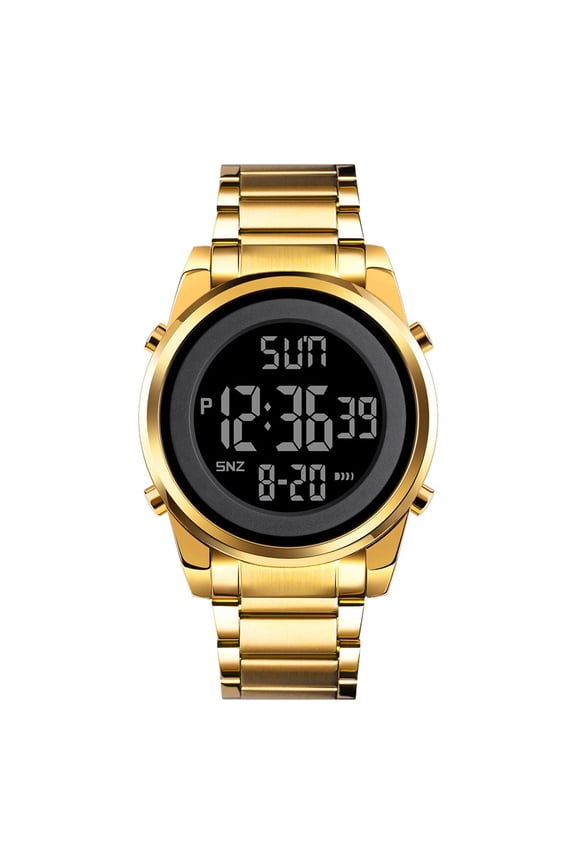 Men's Outdoor Sports Digital Watch, Waterproof with Luminous Display Suitable for Hiking Camping Running Swimming and Other Sports (Gold)