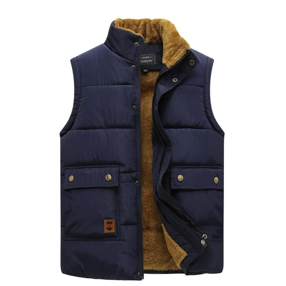 Men's Outdoor Stand Collar Fleece Jacket Vest Casual Padded Vest Coats Clearance Men's Thin Sports Multi-bag Casual Quick-drying Loose Vest Mountaineering Tooling Outdoor Vest Jackets