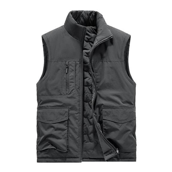Men's Outdoor Stand Collar Jacket Vest Casual Padded Vest Coats