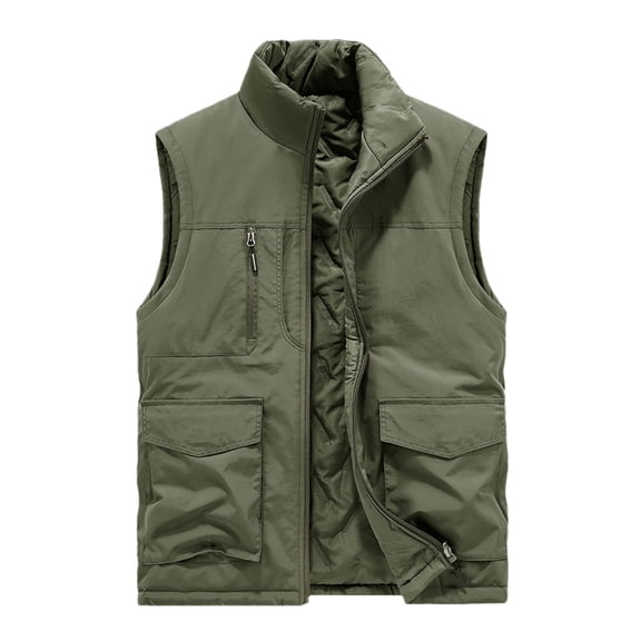 Men's Outdoor Stand Collar Jacket Vest Casual Padded Vest Coats