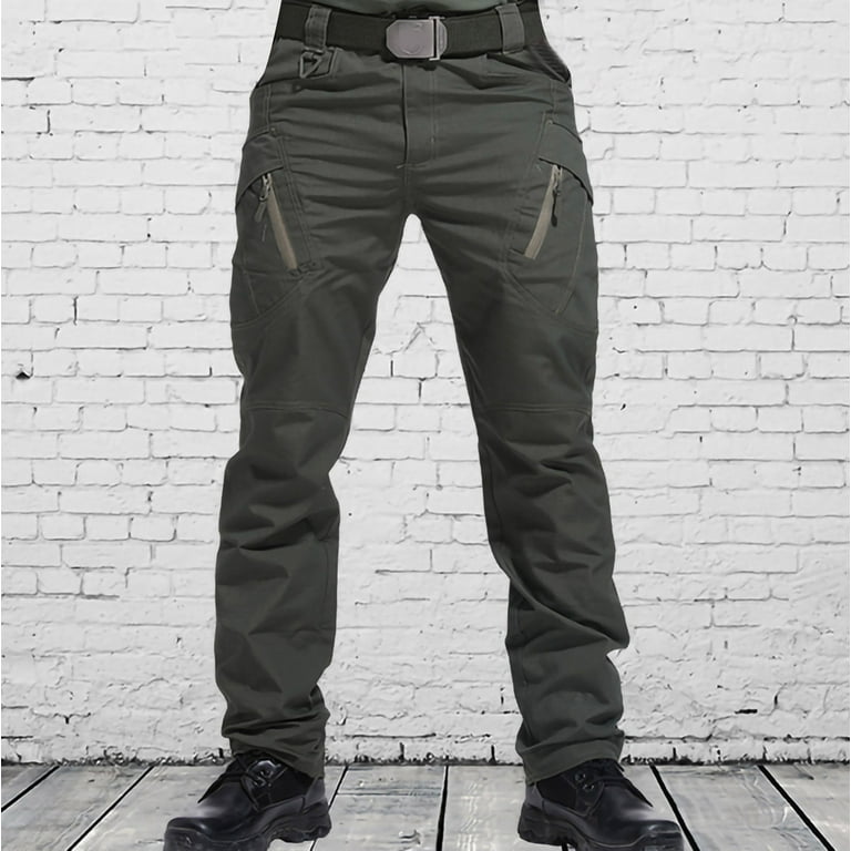 FAFWYP Men's Stretch Cargo Pants Slim Fit with 6 Pockets Work Wear Combat  Safety Cargo Full Pants Elastic Waist Trousers for Military, Police,  Outdoor