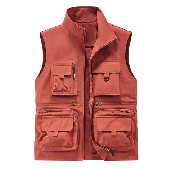 Men's Outdoor Travel Photo Cargo Vest Casual Lightweight Fishing Work Vest Mountaineering Tooling Jackets