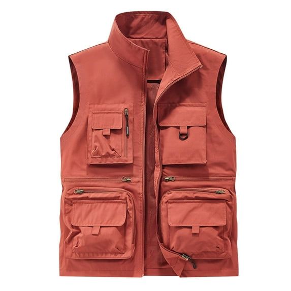 Men's Outdoor Travel Photo Cargo Vest Casual Lightweight Fishing Work Vest Mountaineering Tooling Jackets