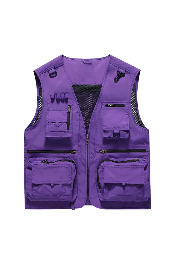 Men's Outdoor Vest Sleeveless Zip Up Jackets Summer Breathable Mesh Lining Utility Vest Photography Hiking Camping Waistcoats 4XL