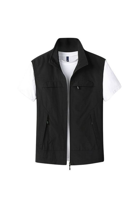 Men's Outdoor Vests Sleeveless Gilet Waistcoat Photography Hiking Lightweight Jacket with Multi-pocket Thin Windbreaker Sports Cargo Vest Coat Outwears