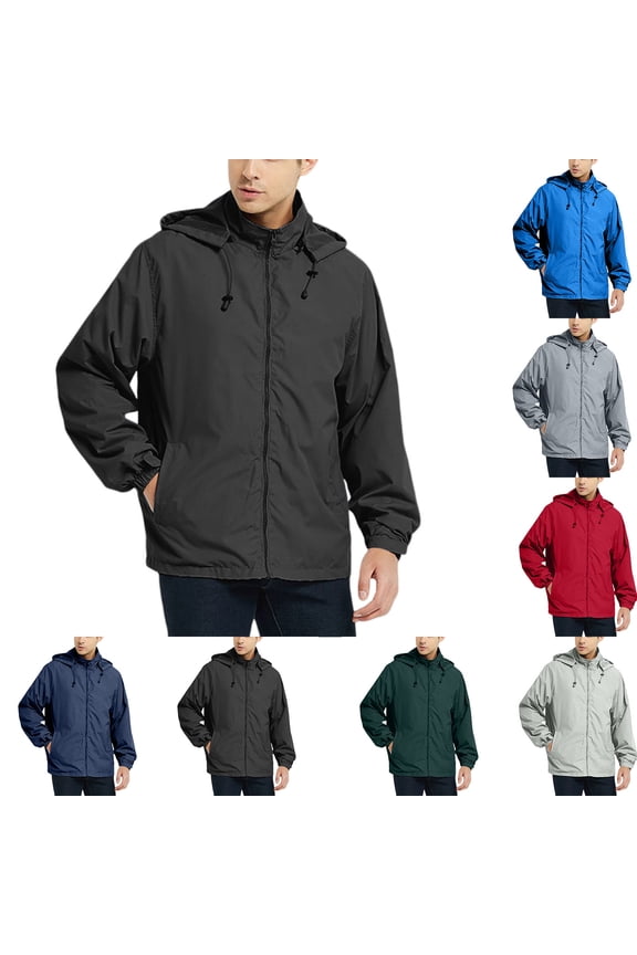 Men's Outdoor Windbreaker Jacket with Hood - Windproof and Waterproof Outerwear for Autumn Winter Hiking, Camping, and Adventurous Holiday Trips,Green,M