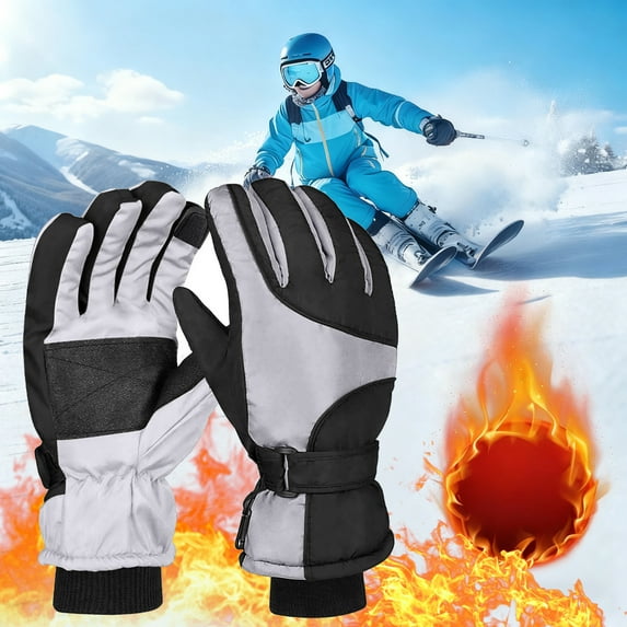 Men's Outdoor Winter Gloves, Windproof, Waterproof, Cold Proof for Skiing, Snowboarding & Cycling in Harsh Weather Gray