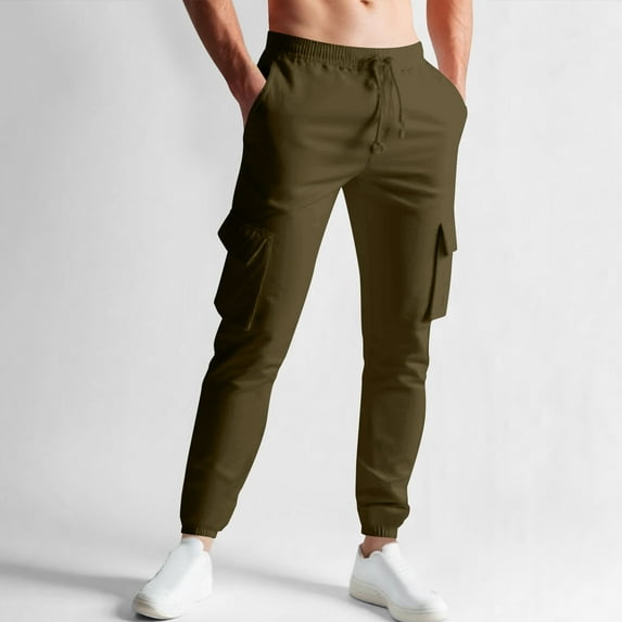 Men’s Outdoor Work Pants, Spring Casual Multi Pocket Waterproof Jogger Trousers with Elastic Waist Drawstring, Breathable Sports Sweatpants for Hiking, Cycling, Travel and Daily