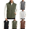 thumbnail image 1 of Men's Outdoor Zip-Up Fleece Vest Solid Lined Stand Collar Sleeveless Coat with Side Pockets Daily Wear, 1 of 7