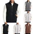 thumbnail image 1 of Men's Outdoor Zip-Up Fleece Vest Thickened Lined Stand Neck Sleeveless Top with Side Zipper Pockets Outdoor Hiking Gear, 1 of 7