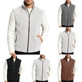 thumbnail image 1 of Men's Outdoor Zip-Up Fleece Vest Thickened Lined Stand Neck Sleeveless Top with Side Zipper Pockets Outdoor Hiking Gear, 1 of 7