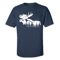 thumbnail image 1 of Men's Outdoors Moose Silhouette Scenic Mountain Forest Short Sleeve T-shirt-Navy-xxl, 1 of 4