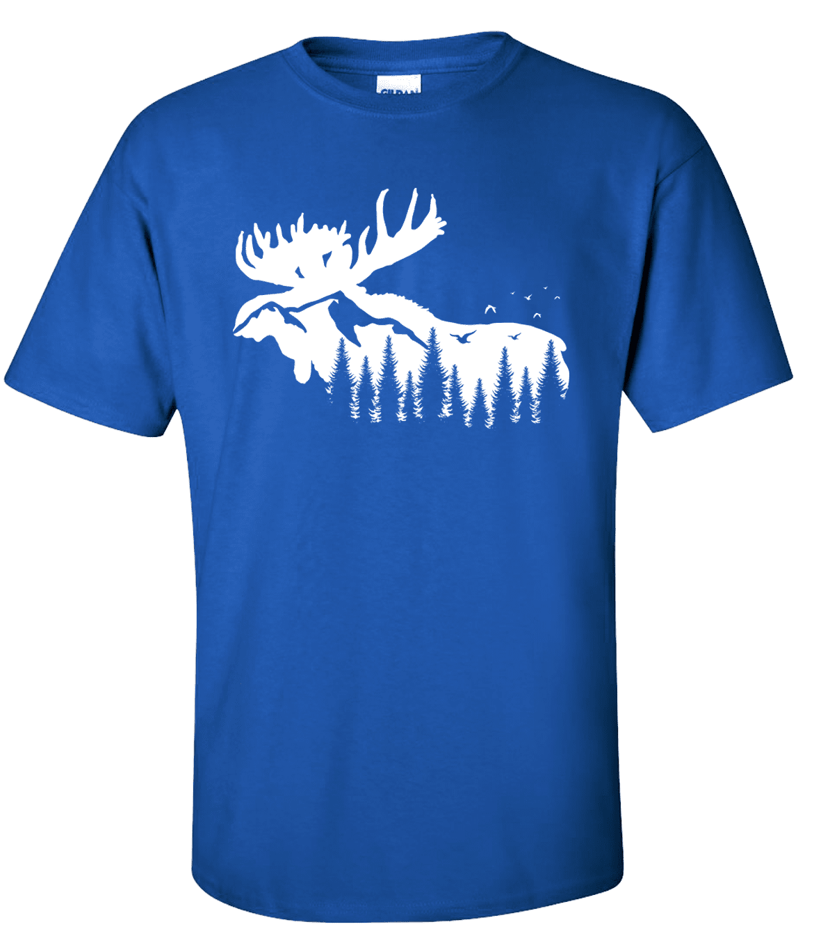 Men s Outdoors Moose Silhouette Scenic Mountain Forest Short Sleeve T shirt Royal 4xl Walmart