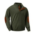thumbnail image 1 of Men's Outdoors Raglan Sleeve Stand Collar Sweater Warm Corduroy Sweatshirt Color Blocking Pullover, 1 of 7