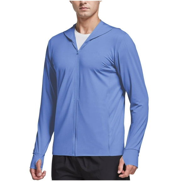 Men's Outdoors Sunscreen Solid Color Coats Sports Training Athletic Workout Lightweight Jacket with Zipper