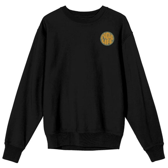 Outer Banks Pogue Life Smiley Face on Charcoal Heather Long Sleeve Adult Crew neck-Large