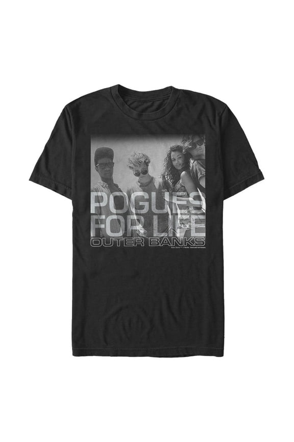 Men's Outer Banks Pogues For Life Black and White Photo Graphic T-Shirt