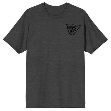 Outer Banks Pogue Life Hand Outline Graphic and  Pogue Life Patterned Frame Graphic on Charcoal Heather Short Sleeve Adult T-Shirt-XXL