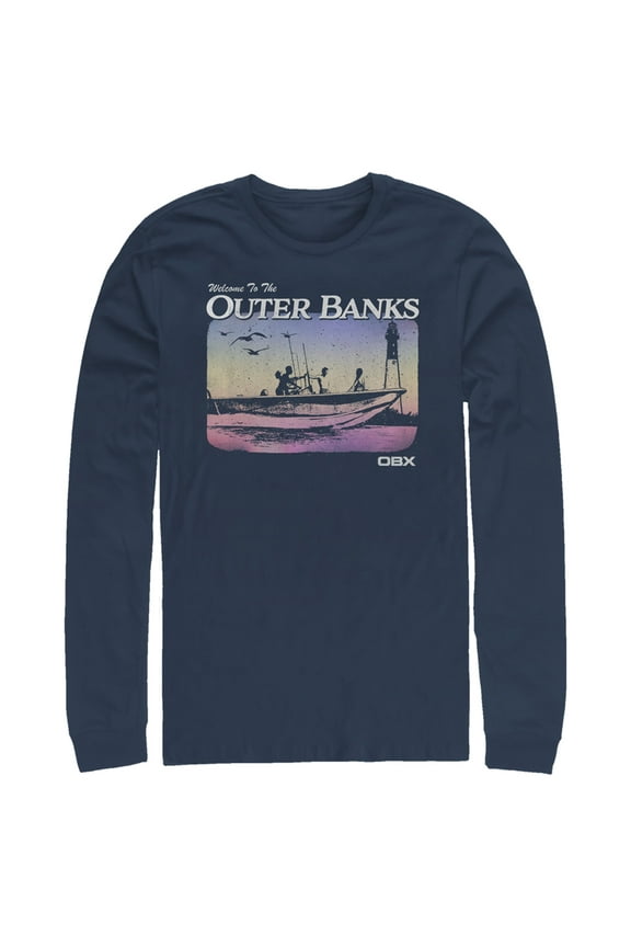 Men's Outer Banks Welcome to the OBX Long Sleeve Shirt Navy Blue Medium