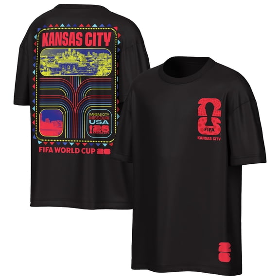 Men's Outerstuff  Black 2026 FIFA World Cup Kansas City Host City Local Oversized T-Shirt