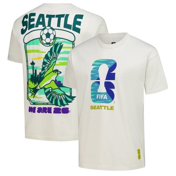 Men's Outerstuff Cream 2026 FIFA World Cup Seattle Host City Local Oversized T-Shirt