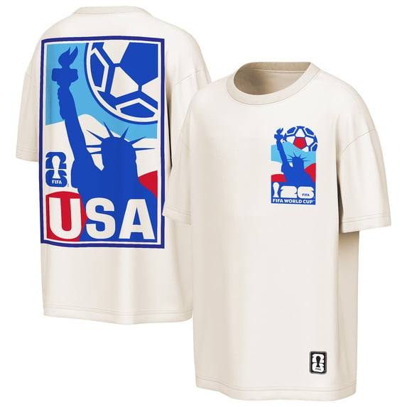 Men's Outerstuff Cream USMNT Post Card Oversized T-Shirt
