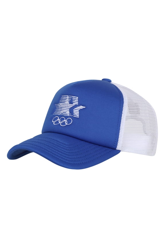 Men's Outerstuff  Royal Los Angeles 1984 Olympic Games Stars & Rings Foam Front Trucker Adjustable Hat