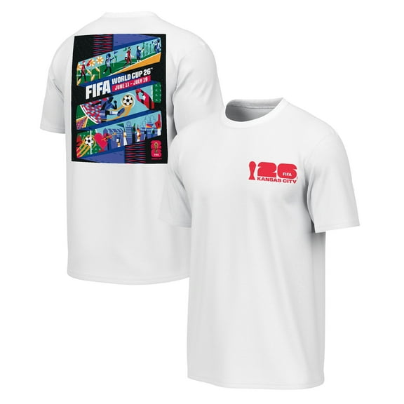 Men's Outerstuff White 2026 FIFA World Cup Kansas City Host City Poster Graphic T-Shirt