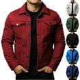 thumbnail image 1 of Men's Outerwear Jacket Casual Daily Wear Windproof Warm Button Top Jacket for Winter Outdoor Activities Holiday,Blue,XL, 1 of 5