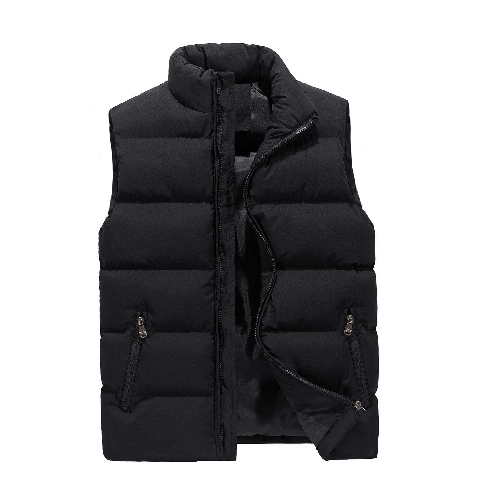 Men's Outerwear Puffer Vest Winter Casual Stand Collar Quilted ...