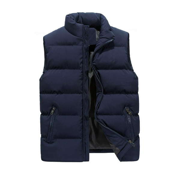 Men's Outerwear Puffer Vest Winter Casual Stand Collar Quilted Waistcoat Outdoor Warm Padded Ski Vest