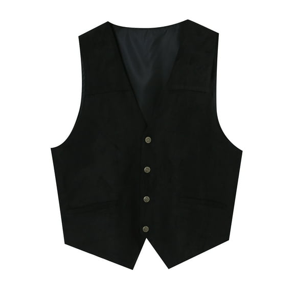 Men's Outerwear Vests Gentlemen's Suede Retro V Neck Solid Color Pocket Button Leather Vest