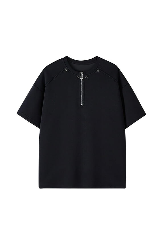 Men's Outfits Casual Quarter Zip Polo T Shirt and Shorts Set Athletic Jogging Summer Casual Shirts