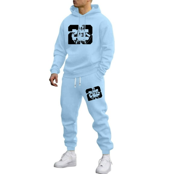 Men's Outfits Sets Hooded Sweatshirt Jogger Set Winter Casual Outfit Pullover Hoodie With Pants Printed Street