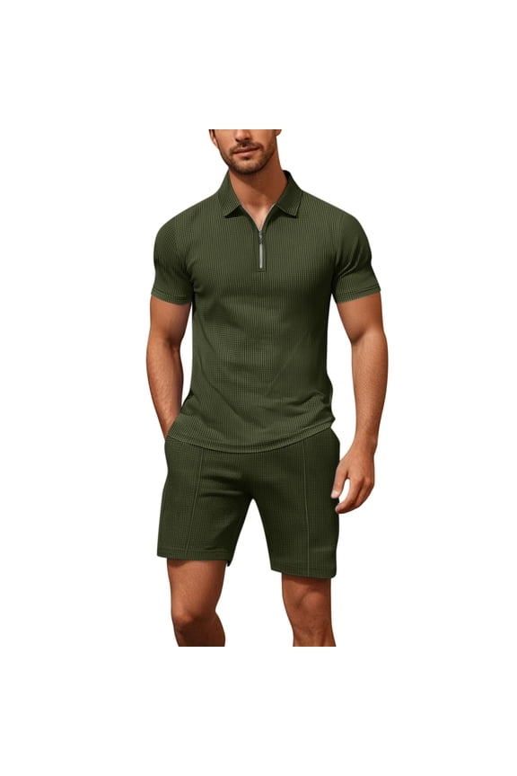 Men's Outfits Tailored Relaxed Fit Handsome 2 Piece Sets Elastic Fashion Loose Sports Track Suits Beach Summer Clothing Army Green Size Army Green