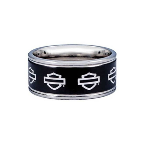 Men's Outline Bar & Shield Stainless Steel Band Ring HSR0025, Harley Davidson
