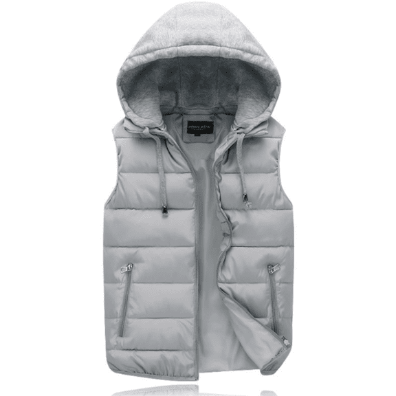 Men's Outwear Gilets Padded Gilet with Hood Thick Puffer Quilted Body Sleeveless Jacket