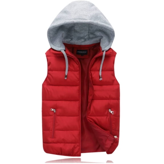 Men's Outwear Gilets Padded Gilet with Hood Thick Puffer Quilted Body Sleeveless Jacket