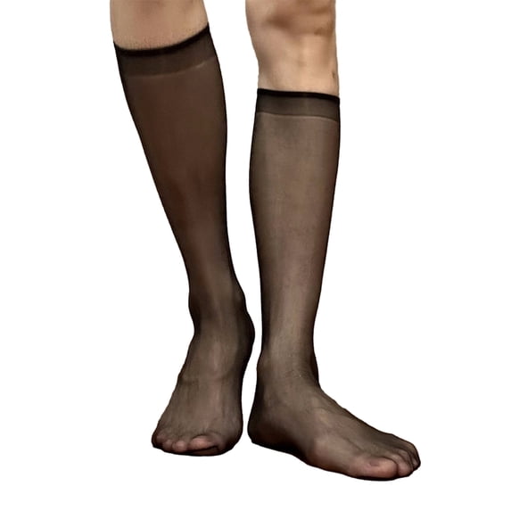 Men's Over the Calf Socks Sheer Nylon Knee Highs Dress Socks Breathable Light Formal Socks Work or Leisure Clothing