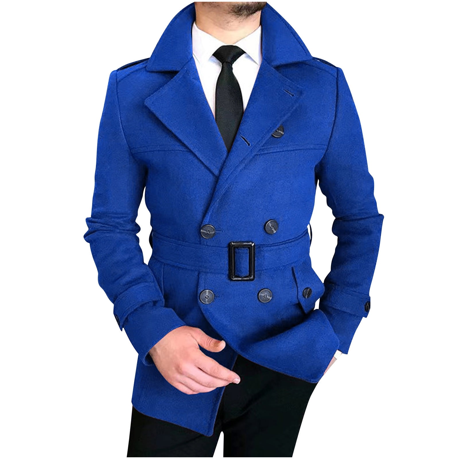 Slim Fit Short Peacoat Mens Men's Overcoat Slim Fit Double