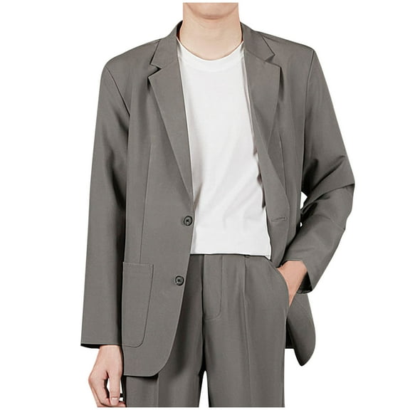 Men's Oversize Blazer Jacket Long Sleeved Lapel Breasted Suit Jacket Hanging Pocket Suit Jacket
