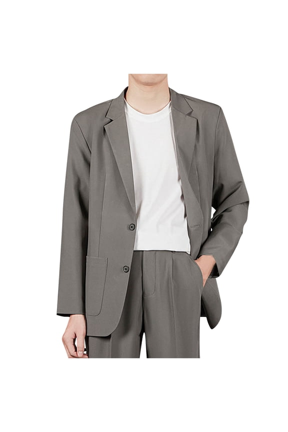 Men's Oversize Blazer Jacket Long Sleeved Lapel Breasted Suit Jacket Hanging Pocket Suit Jacket