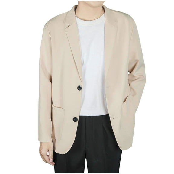 Men's Oversize Blazer Jacket Long Sleeved Lapel Breasted Suit Jacket Hanging Pocket Suit Jacket