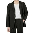 thumbnail image 1 of Men's Oversize Blazer Jacket Long Sleeved Lapel Breasted Suit Jacket Hanging Pocket Suit Jacket, 1 of 7